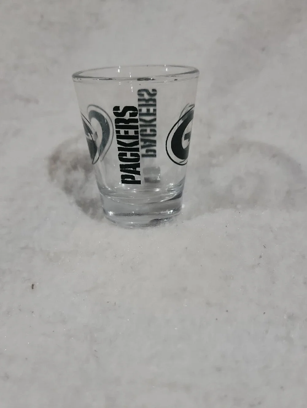 NFL Green Bay Packers Clear Shot Glass with Black Team Logo And Name